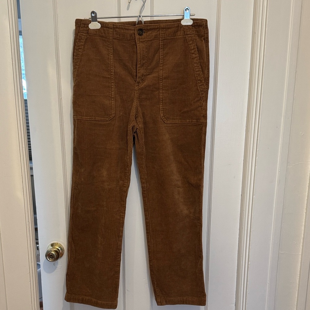 Loft chestnut corduroy straight-leg pants with utility pockets